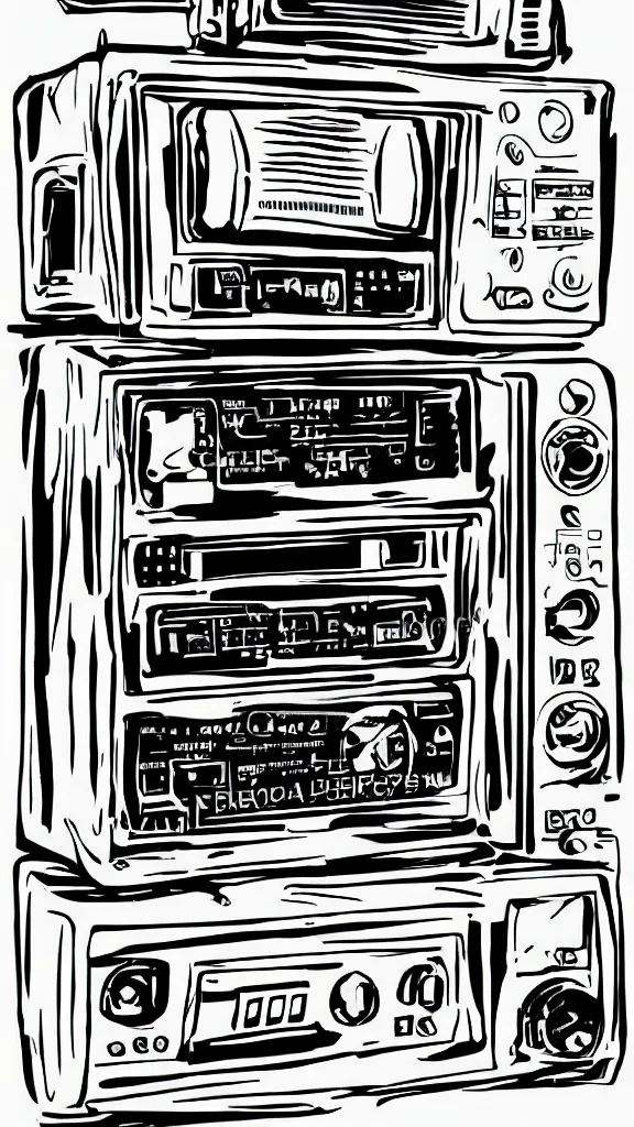 Image similar to corporate gen - x cyber illustration of a radio by skolos wedell