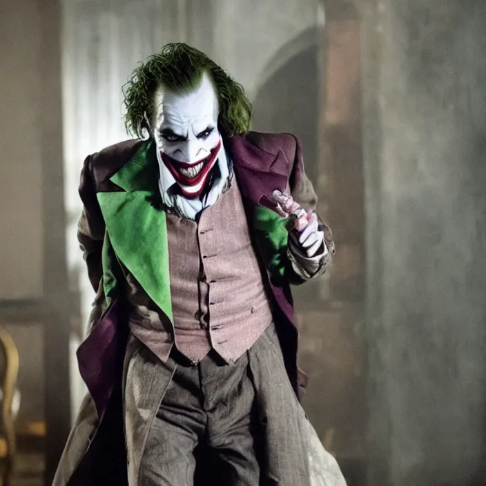 Image similar to emma watson as jack nicholson the joker, 8 k, movie still