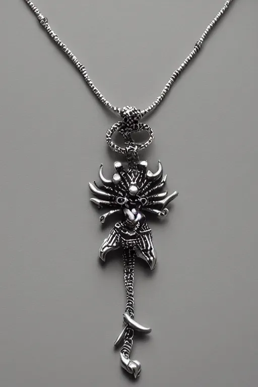 Image similar to a cacodemon jewelry with silver chains