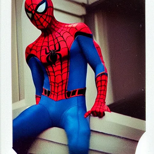 Prompt: polaroid photo of spider - man