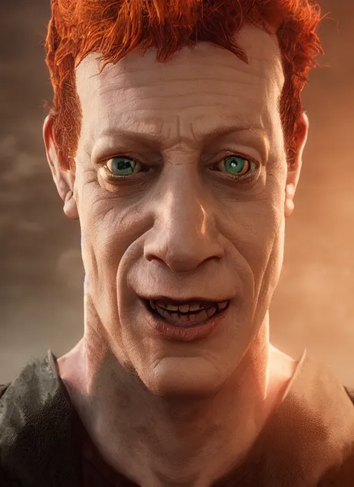 Prompt: An epic fantasy comic book style portrait painting of Danny Elfman, unreal 5, DAZ, hyperrealistic, octane render, cosplay, RPG portrait, dynamic lighting