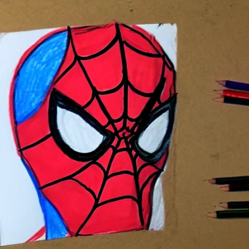 Prompt: child drawing of spider - man