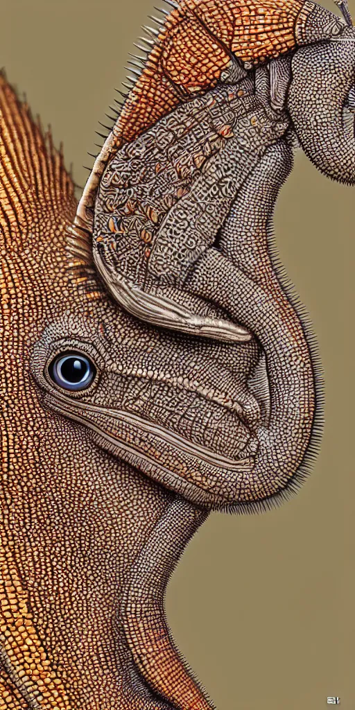 Image similar to correlophus ciliatus, ultra detailed, 8 k, intricate, encyclopedia illustration by 5 0 mm f 1. 8 macro
