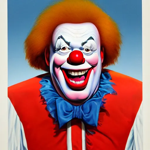 Prompt: a portrait of bozo the clown by alex ross