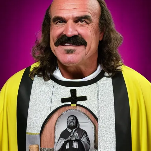 Prompt: jake the snake roberts as catholic priest