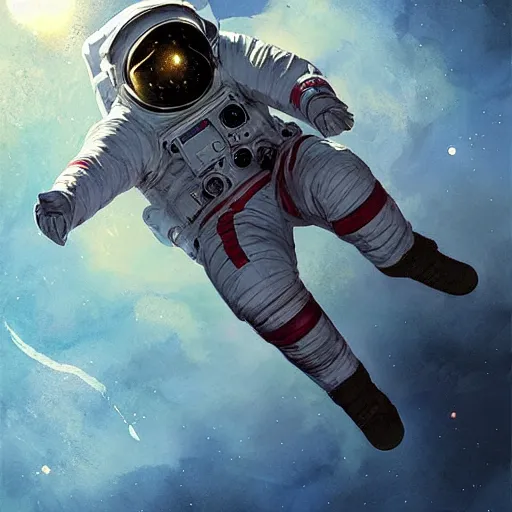 Prompt: astronaut drifting in space, artwork by greg rutkowski
