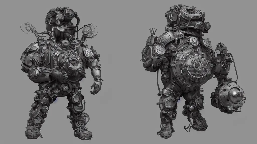 Image similar to clockpunk overworked topology 3 d concept render, cgsociety