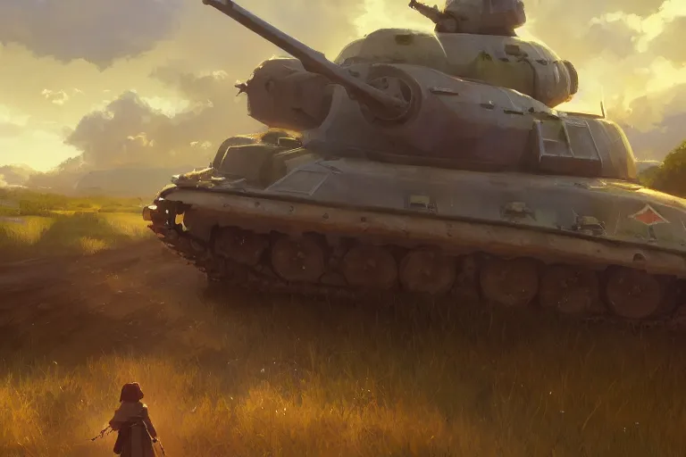 Image similar to church combined with a tank. in an open field. key visual, conceptart, ambient lighting, highly detailed, digital painting, artstation, concept art, sharp focus, by makoto shinkai and akihiko yoshida and greg manchess