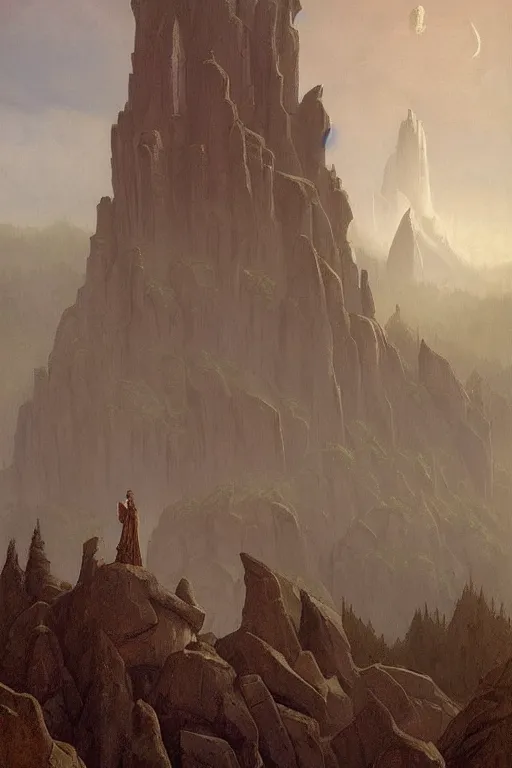 Prompt: enchanted stone tower in the mist, by Sylvain Sarrailh and Nicholas Roerich and jean delville and Tyler Edlin and William Dyce, dramatic cinematic lighting , beautiful garden, ornate carved architecture, smooth, sharp focus, extremely detailed