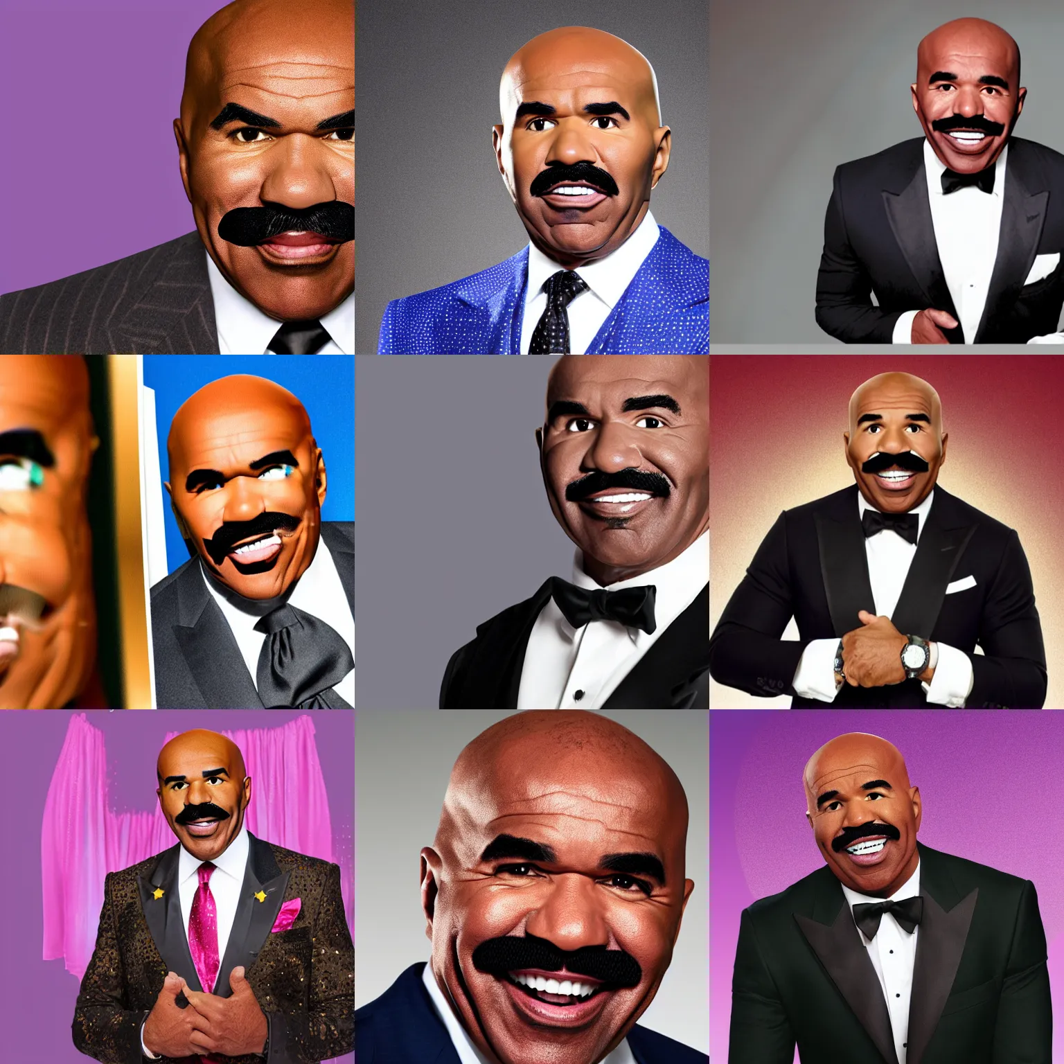 Prompt: a photoshop edit of steve harvey with gaping holes instead of eyes