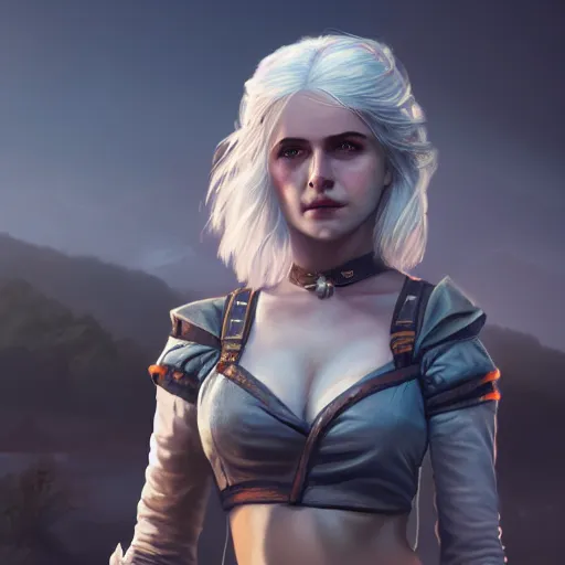 Image similar to ciri from the witcher 3 video game, huggy wuggy from poppy playtime video game, fullbody, ultra high detailed, glowing lights, oil painting, greg rutkowski, charlie bowater, beeple, unreal 5, daz, hyperrealistic, octane render, rpg portrait, dynamic lighting, fantasy art, beautiful face