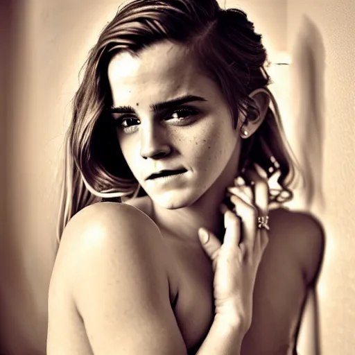 Prompt: emma watson in a boudoir photoshoot