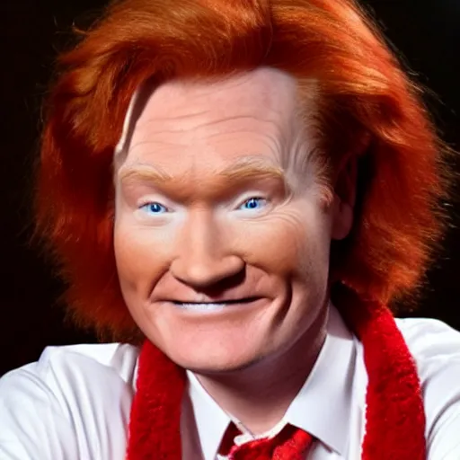 Image similar to conan o'brien wearing ronald mcdonald makeup