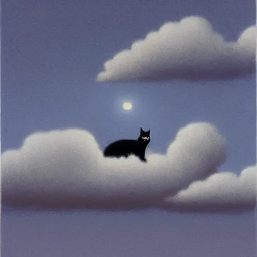 Prompt: black cat in the clouds by Quint Buchholz