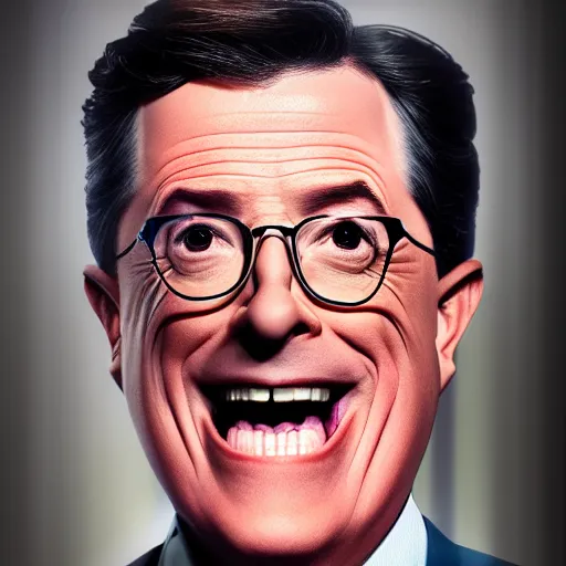 Prompt: stephen colbert face inside a clear beer bottle, 8 k, ultra realistic details