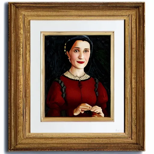 Image similar to medieval painting of marvelous mrs. maisel, miriam, art gallery, portrait, princess, oil painting