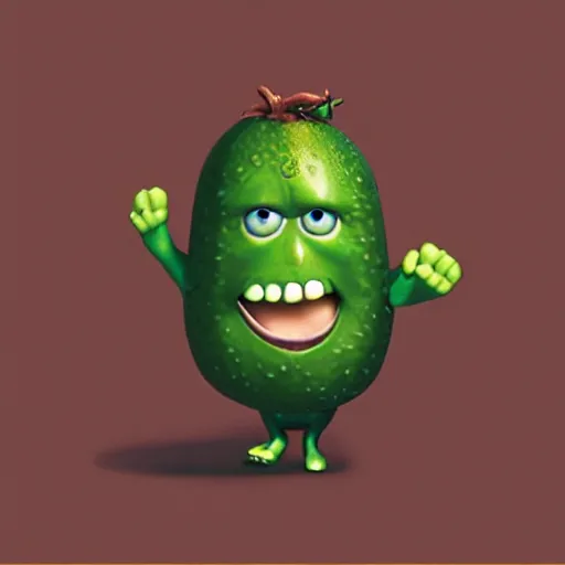 Prompt: “Pixar frightened pickle”