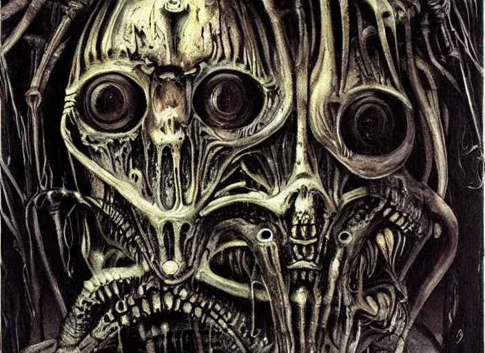 Image similar to necronom vi painting by h. r. giger