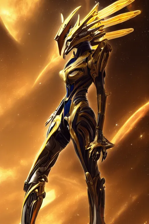 Prompt: galactic hyperdetailed elegant beautiful stunning giantess sexy hot anthropomorphic mecha female dragon goddess, sleek spines, sharp metal ears, sleek yellow eyes, smooth gold skin, hot gold body, bigger than galaxy, epic proportions, epic scale, epic size, warframe destiny fanart, furry, dragon art, goddess, giantess, furaffinity, octane render