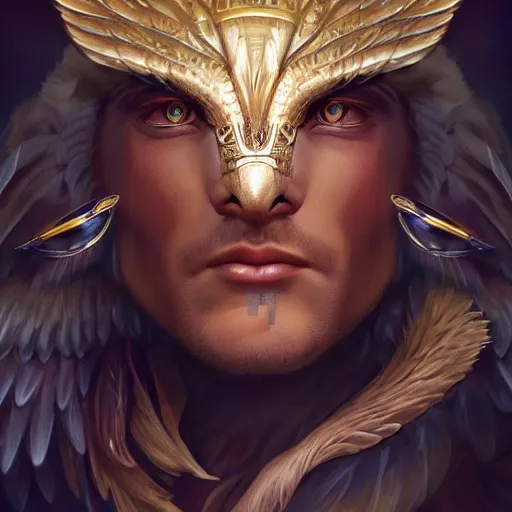 Image similar to a metaphysical eagle themed king, mystical cosmic messenger, 4 k digital illustration by artgerm, wlop, james jean, andrei riabovitchev, marc simonetti, yoshitaka amano, artstation, cgsociety