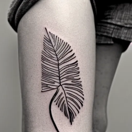 Prompt: thin lines, minimalist and simple tattoo stencil of a monstera deliciosa leaf, intricate lines, elegant