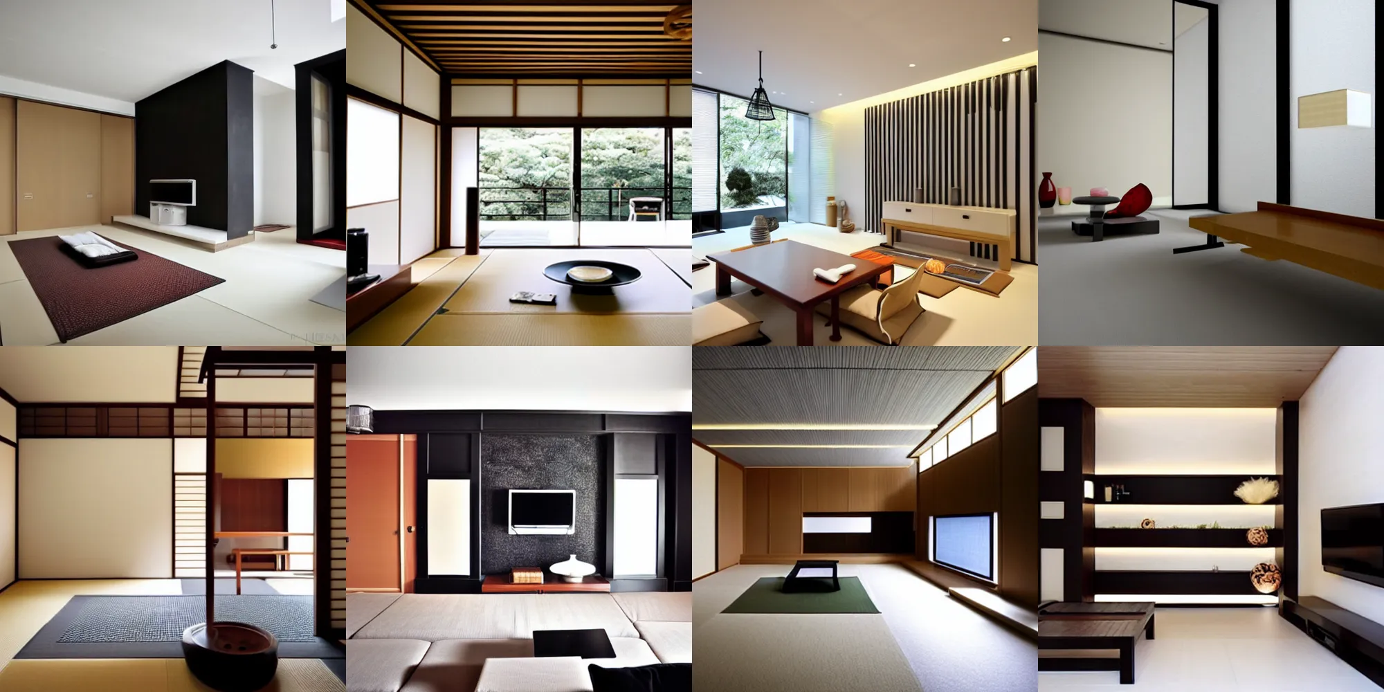 Prompt: modern minimalist modern, japanese inspired, interior design