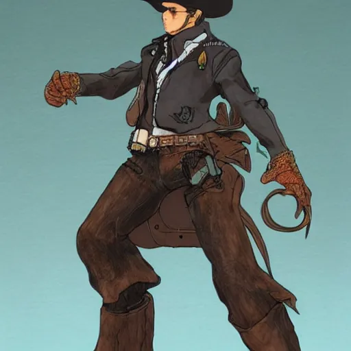 Image similar to mexican vaquero, yoshitaka amano character design