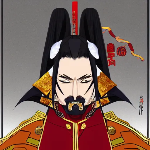 Prompt: portrait of oda nobunaga the demon king of sixth heaven, anime fantasy illustration by tomoyuki yamasaki, kyoto studio, madhouse, ufotable, trending on artstation