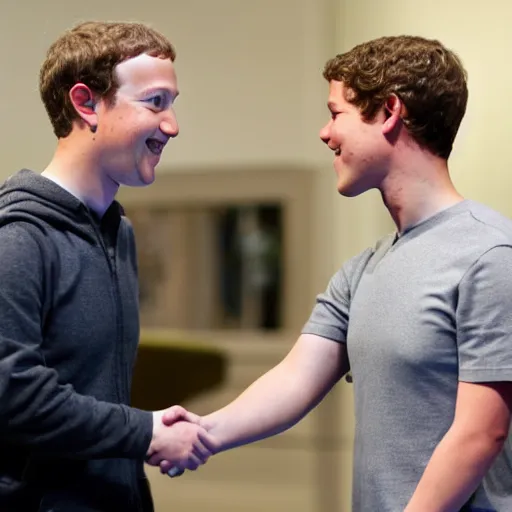 Image similar to mark zuckerberg and magnus carlsen shaking hands