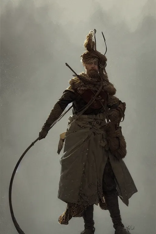 Image similar to A full portrait of an ancient nordic scout, intricate, elegant, highly detailed, digital painting, artstation, concept art, smooth, sharp focus, illustration, art by Krenz Cushart and Artem Demura and alphonse mucha