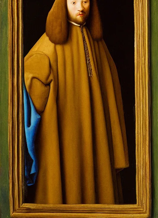 Image similar to portrait of a young man who is a king with a crown, medieval painting by Jan van Eyck, Johannes Vermeer, Florence