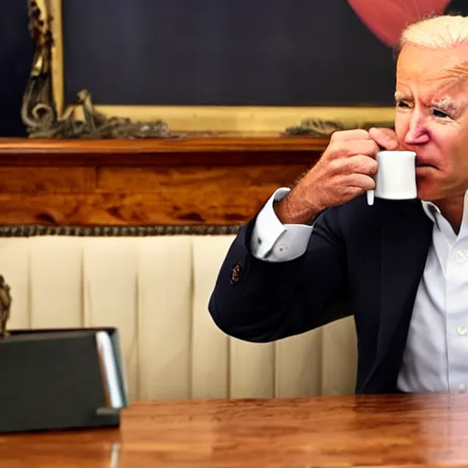 Prompt: joe biden drinking coffee