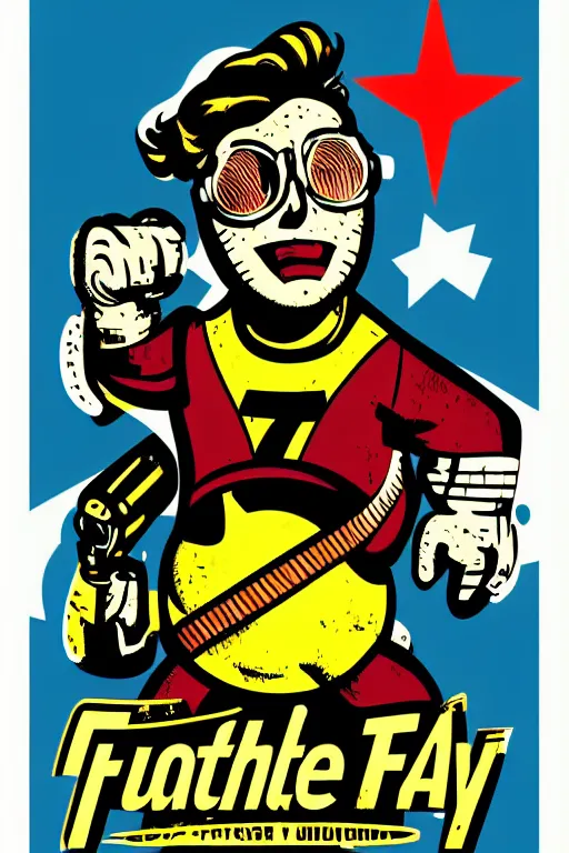 Image similar to fallout 7 6 retro futurist illustration art by butcher billy, sticker, colorful, illustration, highly detailed, simple, smooth and clean vector curves, no jagged lines, vector art, smooth andy warhol style