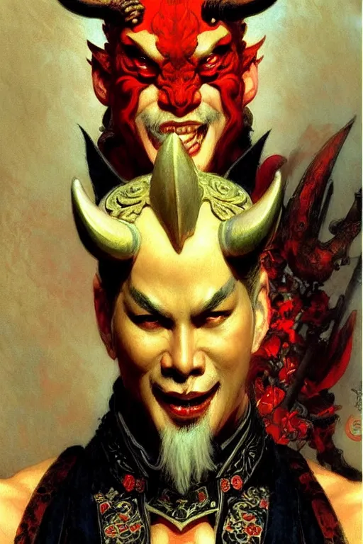 Image similar to devil, character design, ming dynasty, colorful, painting by gaston bussiere, craig mullins, j. c. leyendecker, tom of finland