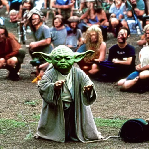 Image similar to yoda performing at woodstock