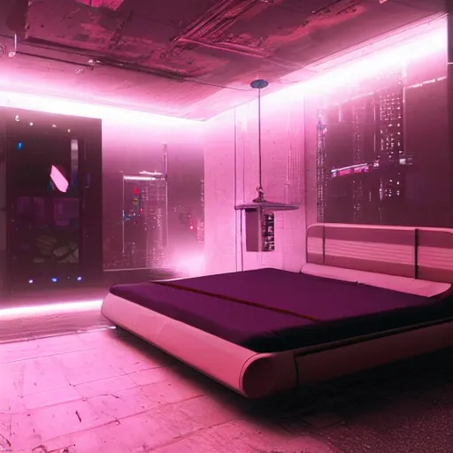 Image similar to a cyberpunk bed