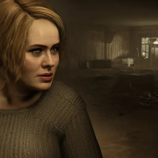 Prompt: an in-game screenshot of Adele as Marguerite Baker in Resident Evil 7