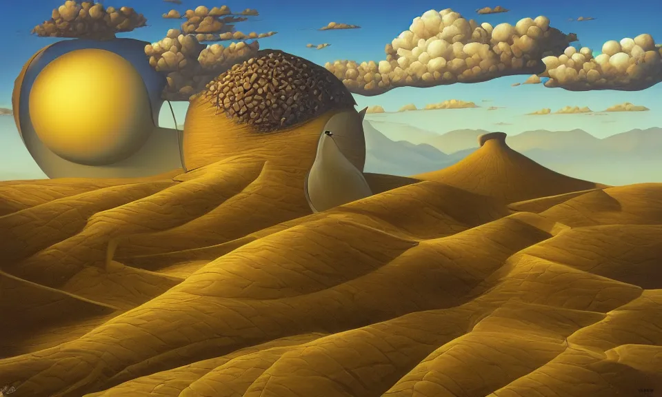 Prompt: A surrealist painting of a ergerge by Vladimir Kush, oil painting trending on artstation
