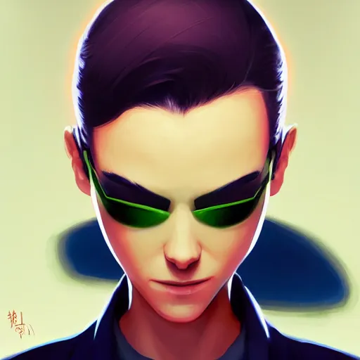 Image similar to face icon stylized minimalist the matrix, loftis, cory behance hd by jesper ejsing, by rhads, makoto shinkai and lois van baarle, ilya kuvshinov, rossdraws global illumination