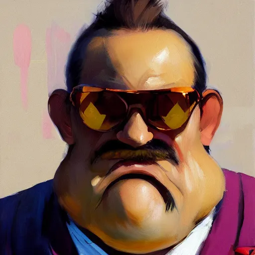 Prompt: greg manchess portrait painting of wario eggman, medium shot, asymmetrical, profile picture, organic painting, sunny day, matte painting, bold shapes, hard edges, street art, trending on artstation, by huang guangjian and gil elvgren and sachin teng