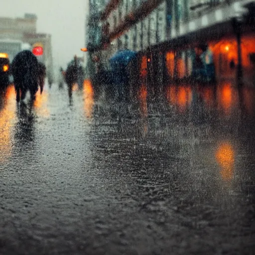 Prompt: hd masterpiece lensraiblur rainy moody cityscene with crabs in trenchcoats, national geographic, instagram, High quality award winning photography