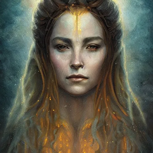 Prompt: majestic gracious goddess hekate portrait, ancient greece, elysium, atmospheric lighting, painted, intricate, volumetric lighting, beautiful, rich deep colours masterpiece, golden hour, sharp focus, ultra detailed, by leesha hannigan, ross tran, thierry doizon, kai carpenter, ignacio fernandez rios