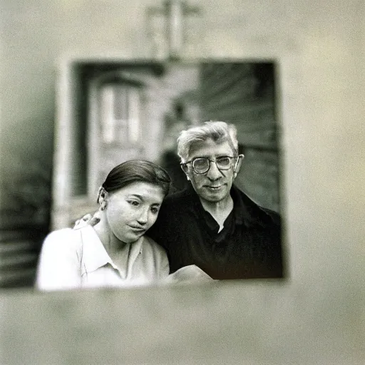 Image similar to Couple photographed by Andre Kertesz, kodak 5247 stock, color photograph