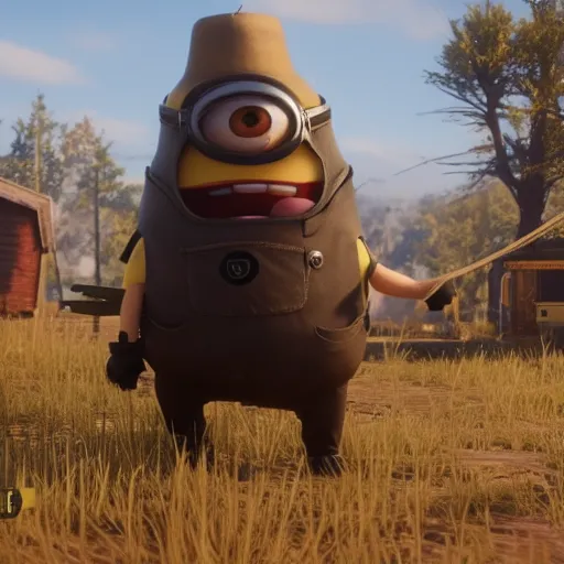 Image similar to Film still of a Minion, from Red Dead Redemption 2 (2018 video game)