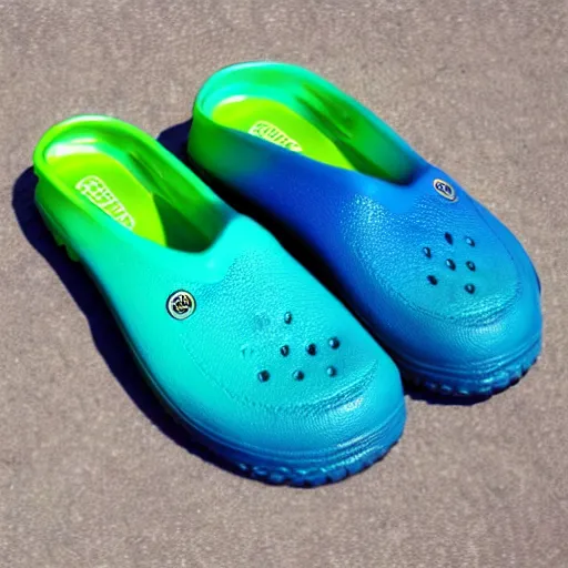 Prompt: blue green ombre crocs