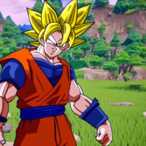 Prompt: still of goku from fortnite