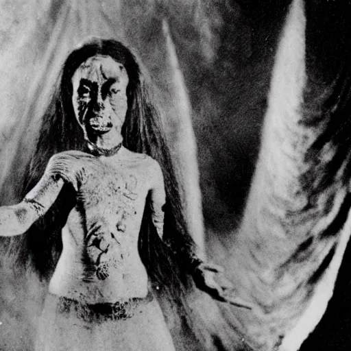 Prompt: A tikbalang, 16mm film, ethereal, horror