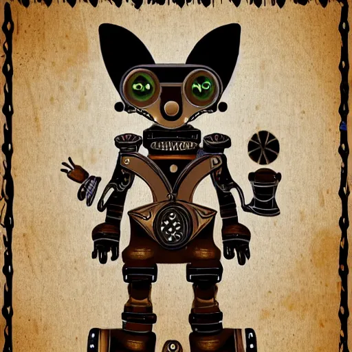 Image similar to robot fox, steampunk style, digital art