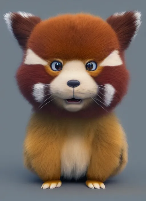 Prompt: high quality 3 d render hyperrealist very cute muted color fluffy! pikachu red panda hybrid highly detailed, vray smooth, in the style of detective pikachu, hannah yata charlie immer, soft indoor light, low angle, uhd 8 k, sharp focus