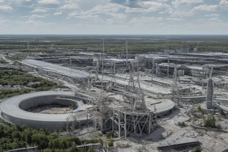 Prompt: elon musk building a futuristic city in chernobyl